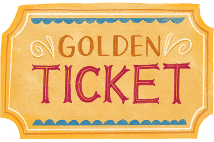 Stylized Watercolor Circus Golden Ticket